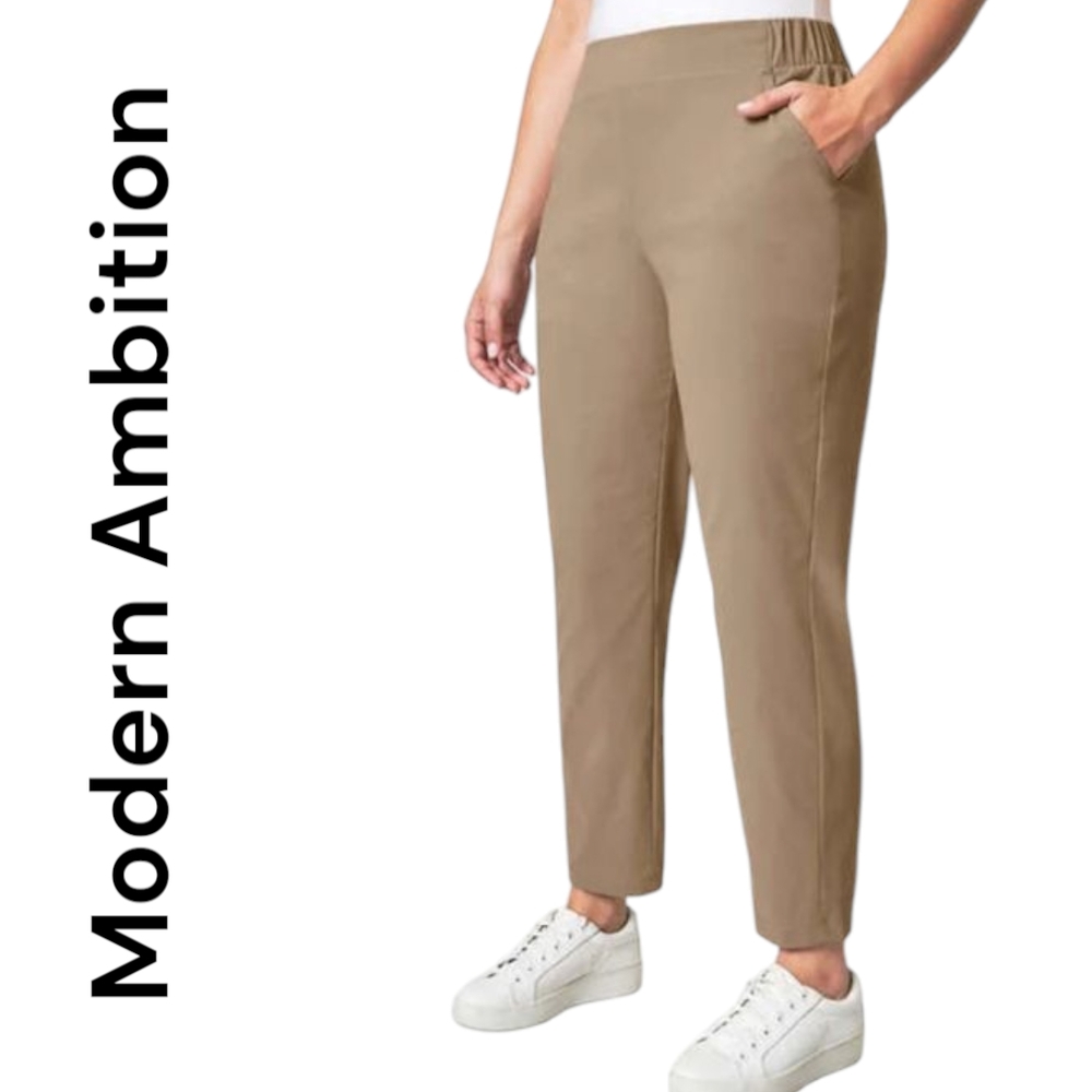 Modern Ambition High Rise Cropped Everyday Stretch Khaki Pants Plus Size XXL
